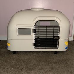 Camper Style Dog Crate / Indoor Pet House on Wheels