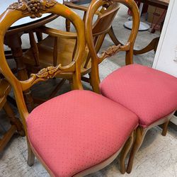 ANTIQUE VICTORIAN CHAIRS PAIR SET CLEAN REUPHOLSTERED VINTAGE 