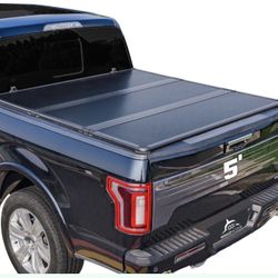Hard Folding Truck Bed Tonneau Cover Compatible With Toyota Tacoma 2016-2025 5 Ft Short Box W/Or W/O Deck Rail System, Tri Fold Style