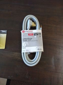 6 Ft    3 ,- Wire Prong Range Cord.  50amp