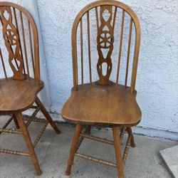 Solid Oak Swivel Bar Chairs 