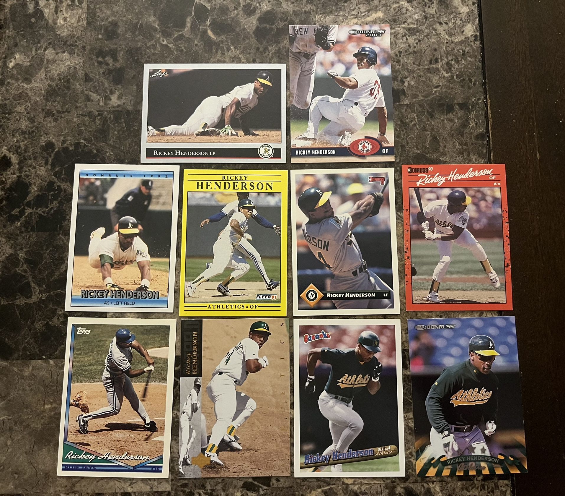Lot Of 10 Rickey Henderson Baseball Cards