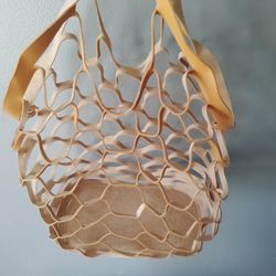 Leather Net Mesh Market Tote