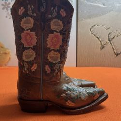 Macie Bean Leather Floral Garden Girl Boots Size 9 