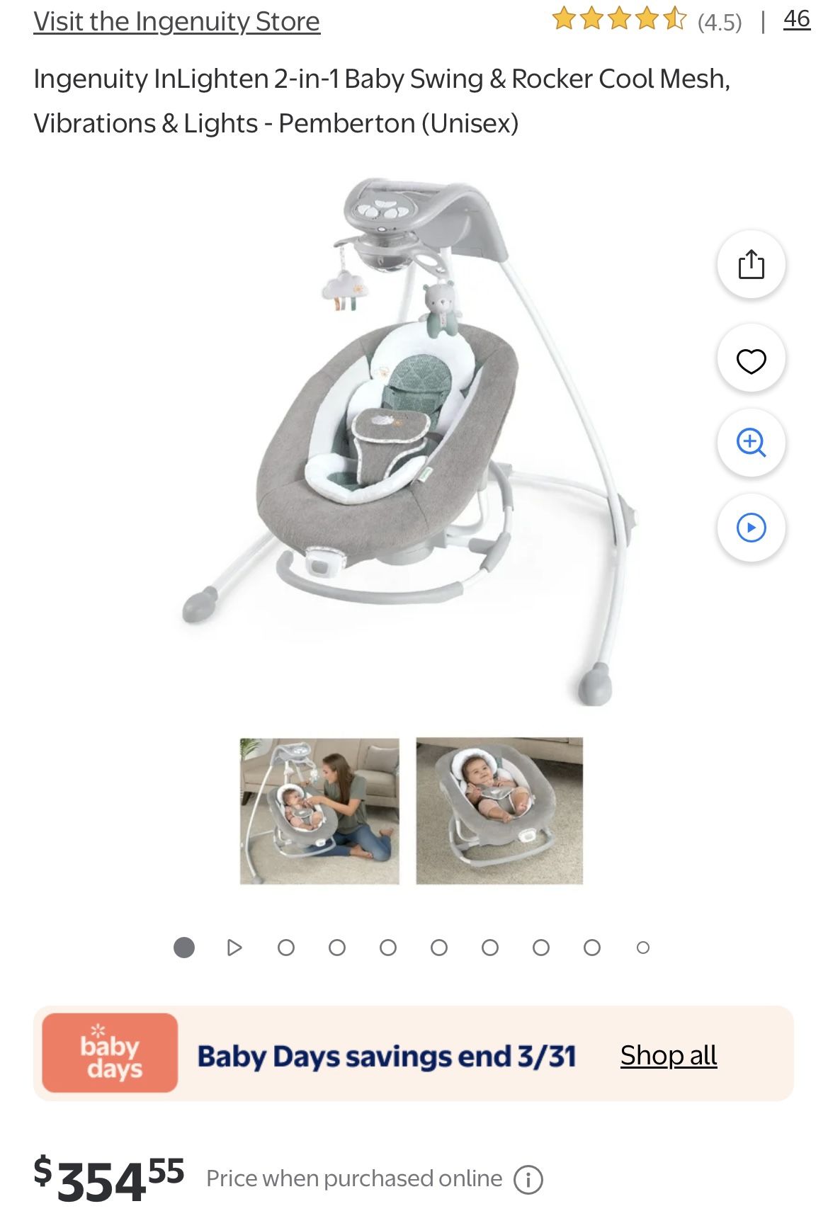 InLighten Soothing Swing & Rocker -Ingenuity 