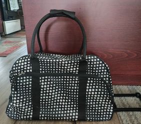 Black and White Polka Dot Rolling Duffle Bag