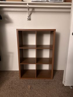 6-Cube Storage Shelf with 6 Bins – Brown
