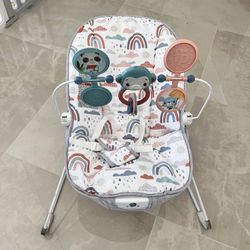 Used Fisher-Price Baby's Bouncer w/Vibrations Soothing and Toys Good Condition