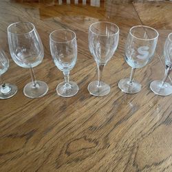 6 Random Non Matching Vintage Wine Glasses