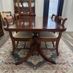 Set - Duncan Phyfe Style Dinning Table &  China Cabinet Vintage