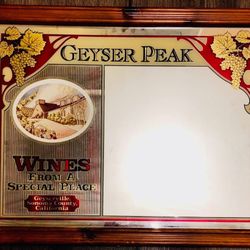 Vintage Rare Geyser Peak Winery Framed & Mirrored Advertising Collectible