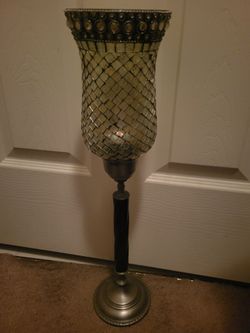 Beautiful 19.5" Tall Glass Tile Candle Holder - Like-New