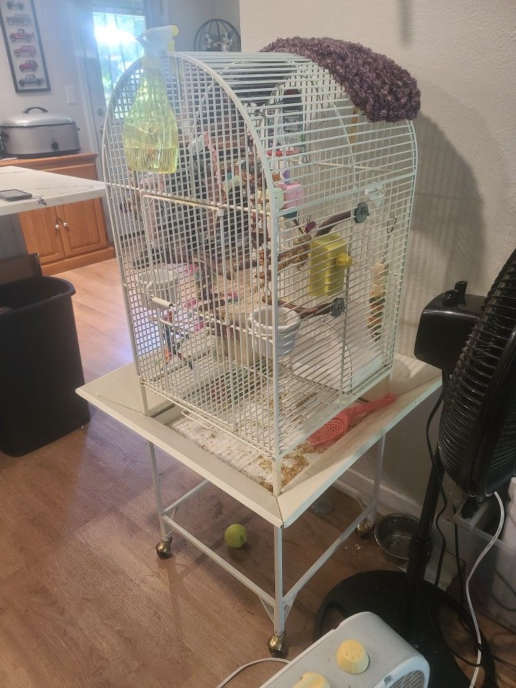 White Seed Catcher Bird Cage