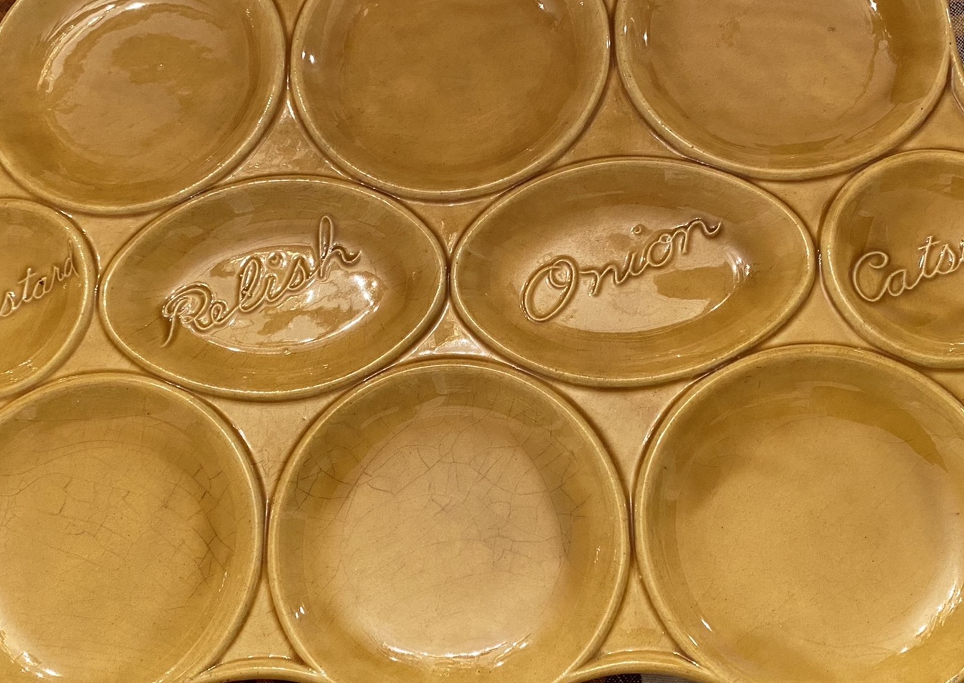 Mustard Yellow Vintage Condiment Tray Relish Server