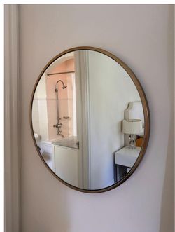 West Elm Round Brass Wall Mirror