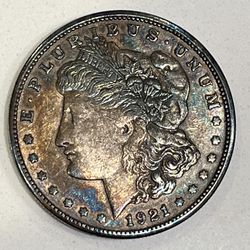 1921 S Morgan Silver Dollar Toned 