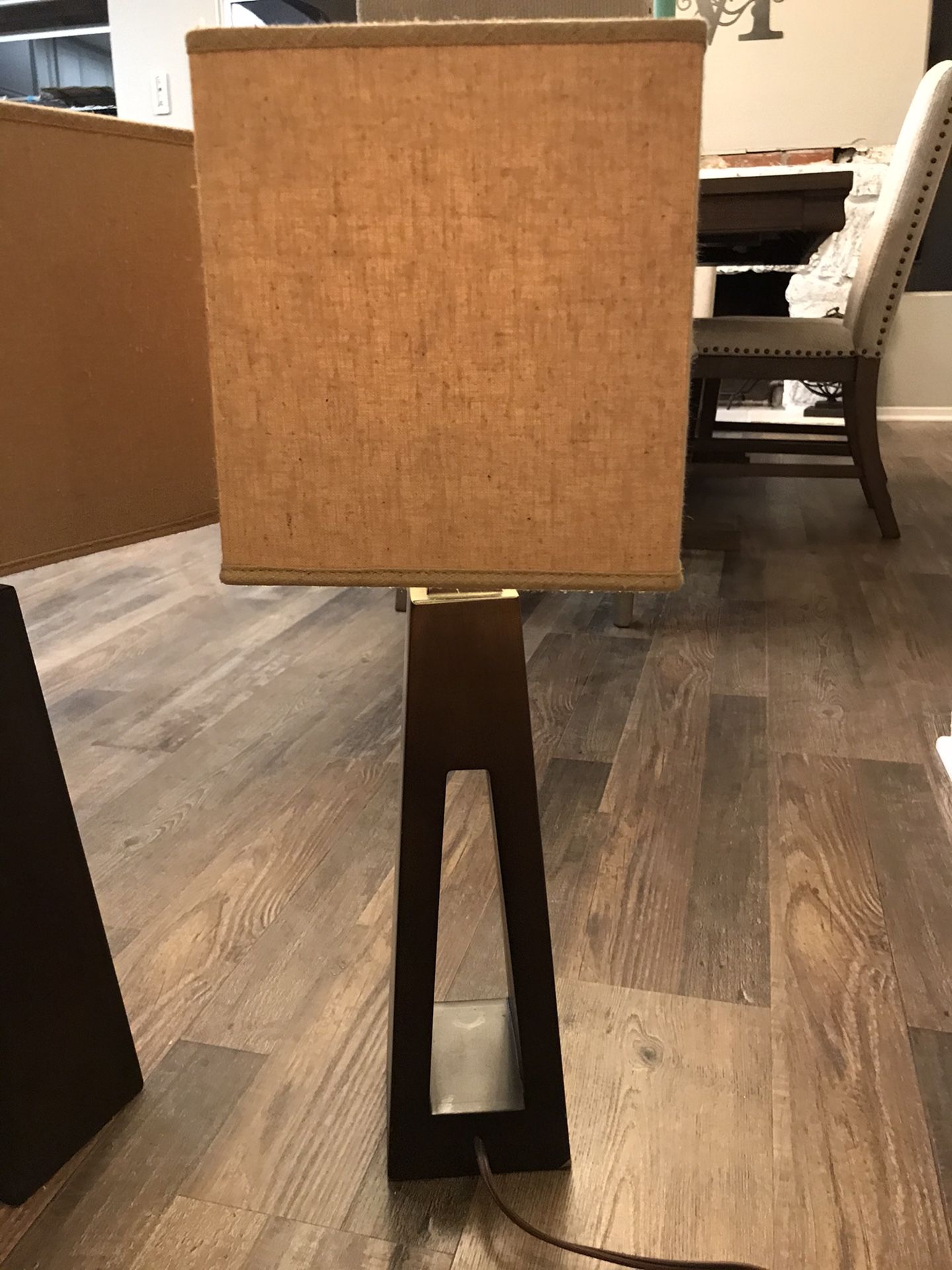 Two brown/tan nightstand lamps