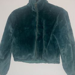 Emerald Faux Fur Silky Lined Bomber Zip Up