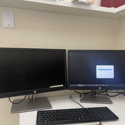 2 Dell Monitors, Keyboard Included, Dual Monitor Stand Included And Power cords included $200