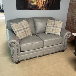 Steel Faux Leather Loveseat