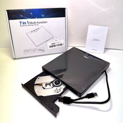 7 in 1 USB 3.0 DVD Player Portable CD/DVD Burner, CD ROM External DVD Drive  Compatible with Laptop Desktop PC Windows 11/10/8/7 Linux Mac OS