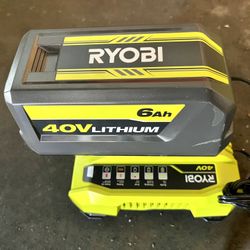 Ryobi 40V Lithium 6.0ah Battery & Fast Charger 