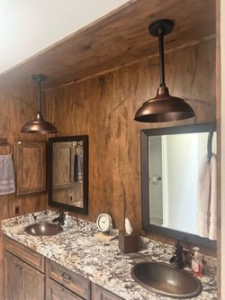 Copper hanging pendants lights 14 inch round