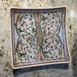 Hand-painted ceramic platter from Coimbra, Portugal. -16”x16”