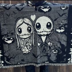 The night Mare Before Christmas Alpaca Wool Poncho Jack and Sally Poncho