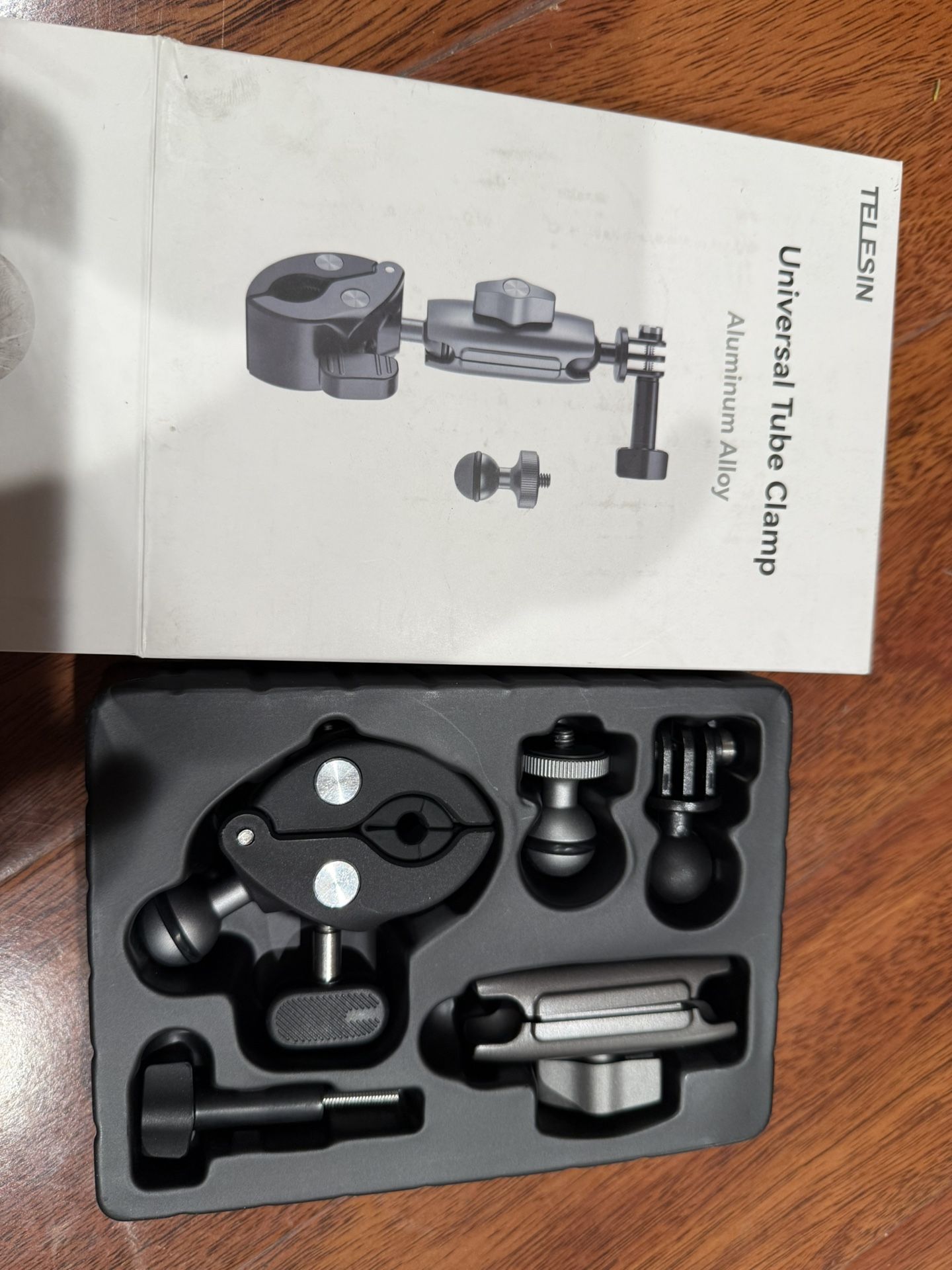 TELESIN Camera Clamp Mount Bike Motorcycle Handlebar Mounts Accessories, 360 Ball Joint Tube Roll Bar Holder Clip for DJI Osmo Action 6/Osmo Nano/Acti