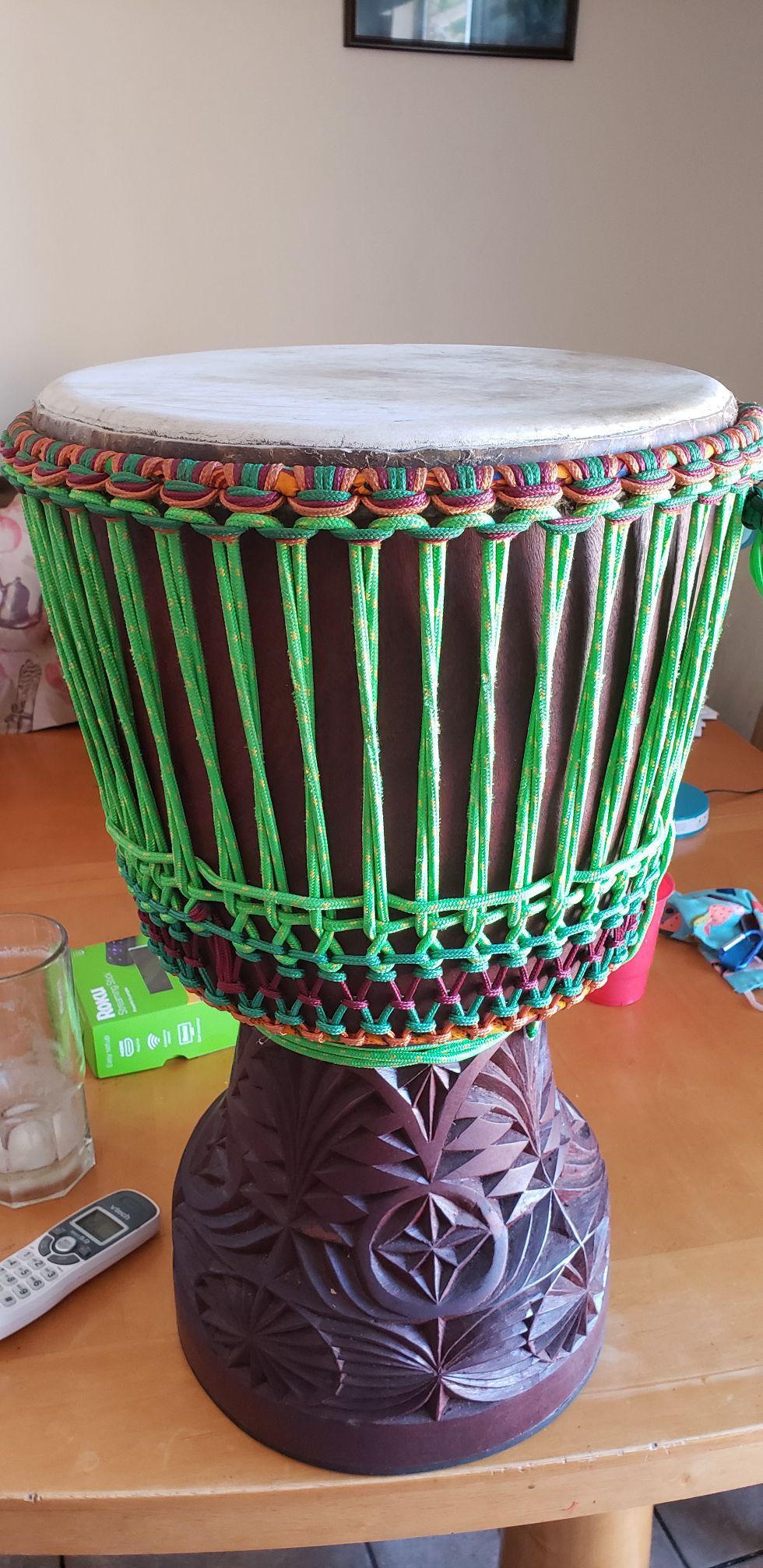 African musical drum with carring bag