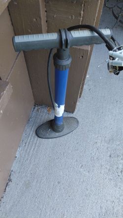 Working blue Bicycle pump