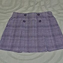 New Houndstooth Pleated Mini Skirt, Size L