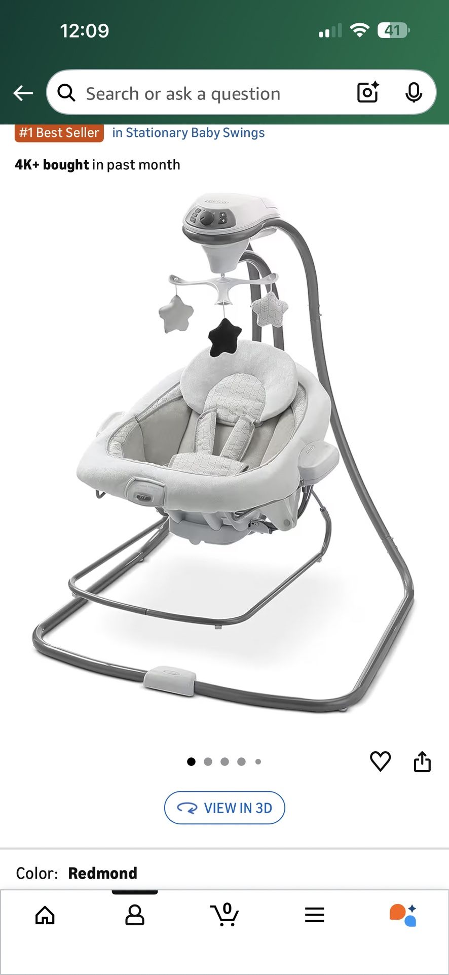 Graco DuetConnect LX Portable Baby Swing and Bouncer.