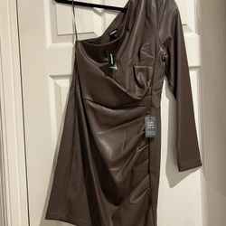 Express Faux Leather One Shoulder Dress
