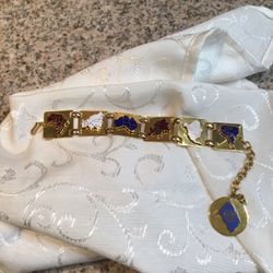 Vintage United Nations Enamel And Metal  Bracelet