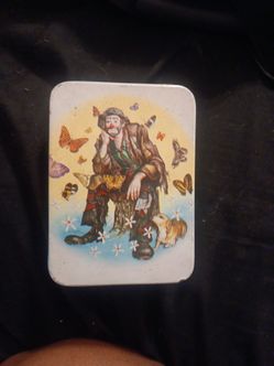 Vintage Clown Illustration Tin Box with Note Pad