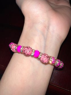 New Pink Crystal Beaded Bracelet