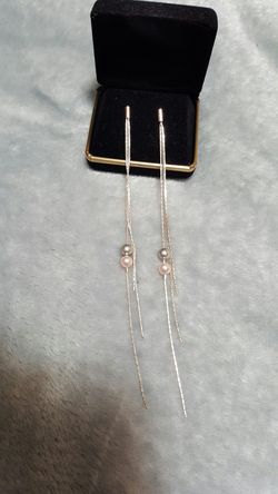 Pearl and 925 silver drop earrings