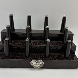 Rare Brighton Jewelry Display Ring Holder Engraved Heart Leather