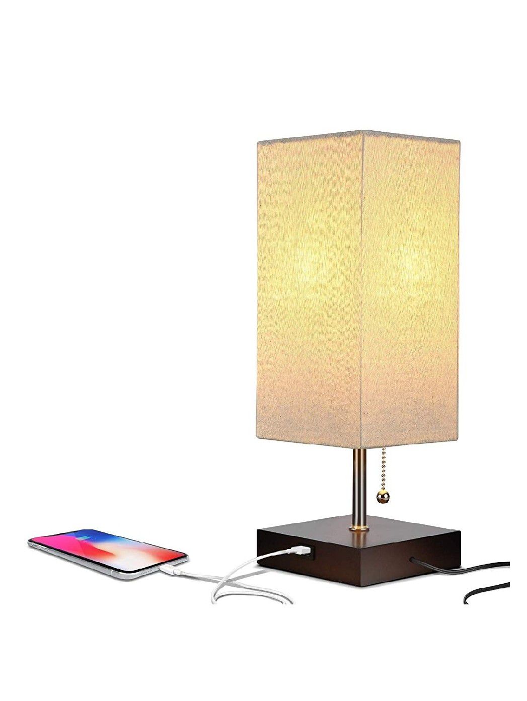 Brightech Grace LED USB Bedside Table & Desk Lamp – Modern Lamp with Soft,
