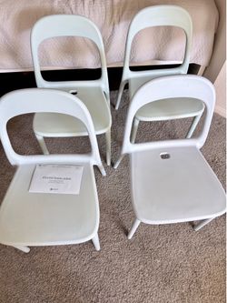 4 IKEA URBAN Stackable Chairs – Sky Blue