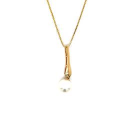 14k YG Pearl Drop Necklace