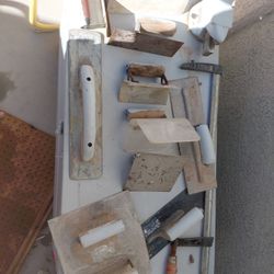 Masonry And Tile Tools And Metal Tool Box