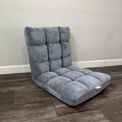 NEW Gaming Floor Chair Gray Fabric Cushioned Adjustable   