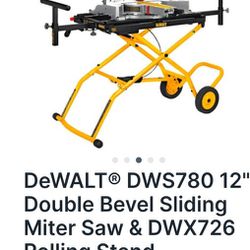 DeWALT® DWS780 12" Double Bevel Sliding Miter Saw & DWX726 Rolling Stand

