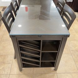 1 Year Of Use - 5 Piece  Counter Height Kitchen Island Set
