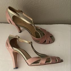 Cole Haan leather Pumps Italy Heels Pink/green Size 7.5