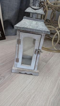 Rustic Wood and Metal Candle Lantern