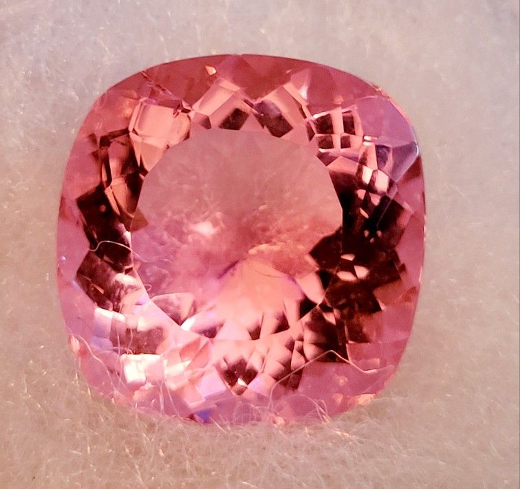 Rare 35.75 CT Loose Padparadscha Pink Sapphire Like corundum Cushion Cut Gemstone. This rare 35.75 CT Loose Padparadscha Sapphire Like Corundum is a s